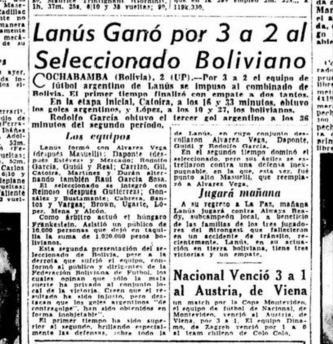 Imagen del partido Lanús vs Selección Boliviana