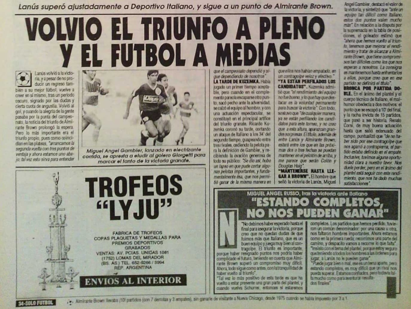 Imagen del partido Lanús vs Sportivo Italiano